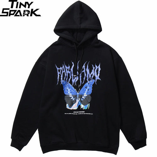 Men Hip Hop Hoodie Sweatshirt Butterfly Streetwear Harajuku Hoodie Pullover Oversized Autumn Cotton Hoodie HipHop Loose