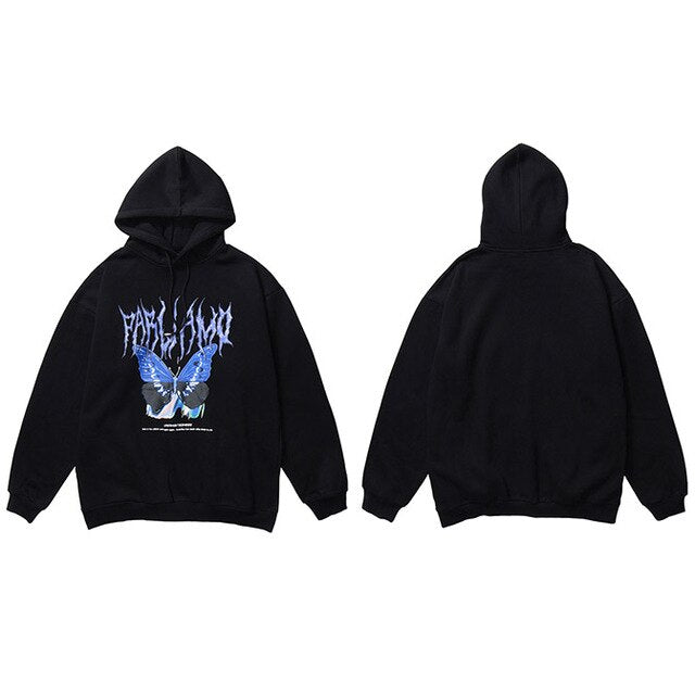 Men Hip Hop Hoodie Sweatshirt Butterfly Streetwear Harajuku Hoodie Pullover Oversized Autumn Cotton Hoodie HipHop Loose
