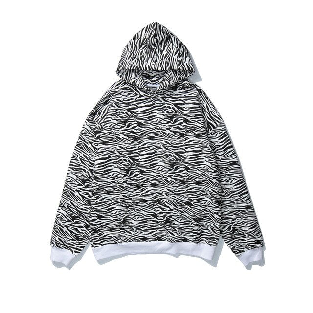 Streetwear Green Zebra Pattern Hoodies Sweatshirt Hip Hop Hoodie Autumn Harajuku Pullover Oversize Unisex Clothes