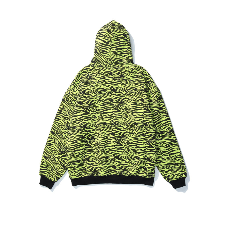 Streetwear Green Zebra Pattern Hoodies Sweatshirt Hip Hop Hoodie Autumn Harajuku Pullover Oversize Unisex Clothes